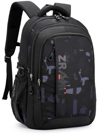 Amythe Rucksack Teenager Schulrucksack - Lässiger Daypack Herren, Schultasche für Jungen der 4.- 9. Klasse, Modischer Ranzen für 15.6 Zoll Laptop für Schule, Arbeit und Reisen, Schwarz