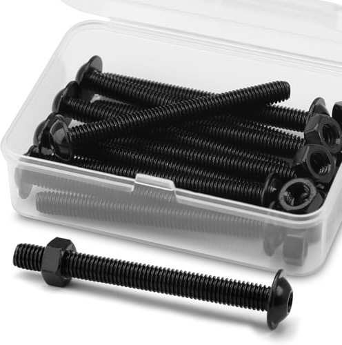 Combinazione di Viti e Dadi a Brugola M8 x 70 mm in Acciaio Inossidabile 304 Ossido Nero, Testa Bombata con Bulloni Flangiati