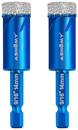 ASNOMY 2Pcs 14mm Diamantbohrer Fliesenbohrer Glasbohrer Set,14mm Diamant Fliesen Bohrer für harte Fliesen Keramik, Feinsteinzeug, Marmor und Granit