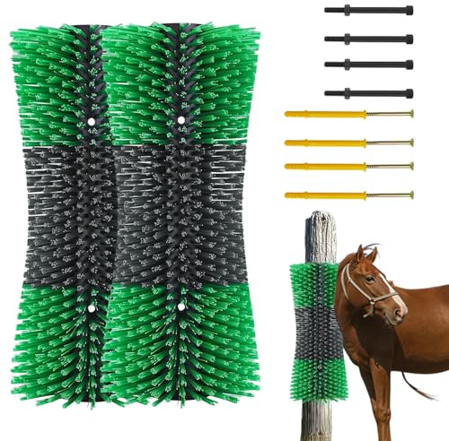 Crevyteg 2 x Kratzbürste für Nutztiere, große Pferdebürsten für die Fellpflege, Kühe, Massage, Reinigung, lindert Juckreiz auf der Rückseite der Nutztiere, Bürste für Pferde, Kühe, Schafe