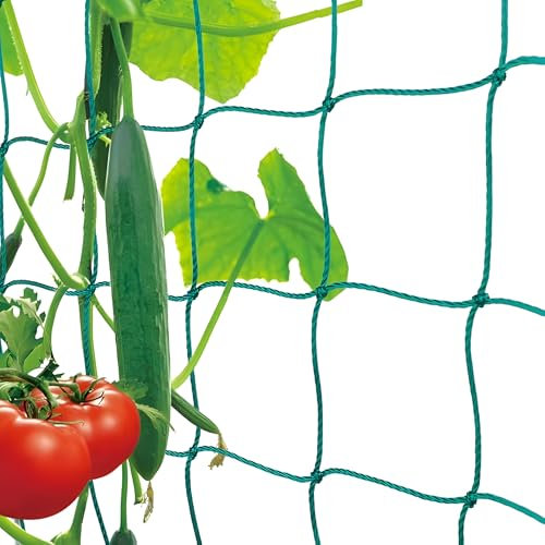 Ranknetz Gurken Rankhilfe für Kletterpflanzen, Gurkennetz, Pflanzennetze Kletternetz, Hochbeet Rank Netz Kletterhilfe, Rankgitter Garten Kletterpflanzen Bohnen Tomaten-Grün (1.8X 1.8m)