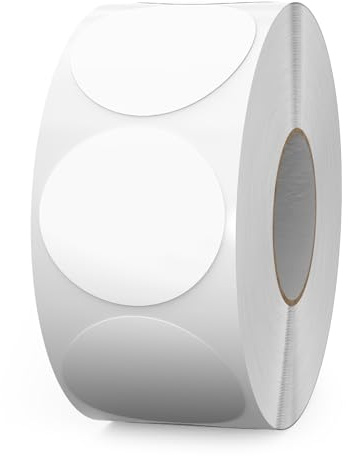 FINDAT 1000 Stück Weiß 38 mm Markierungspunkte Runde Klebepunkte Aufkleber | Selbstklebend, wasserfest, Vinyl, Etiketten, Büro, Schule, Lagerregale, Umzug, Farbcodierung