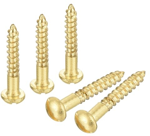QUARKZMAN Viti per Legno in Ottone M2 X 16mm 30 Pz | Testa Tonda a Fessura, Autofilettanti