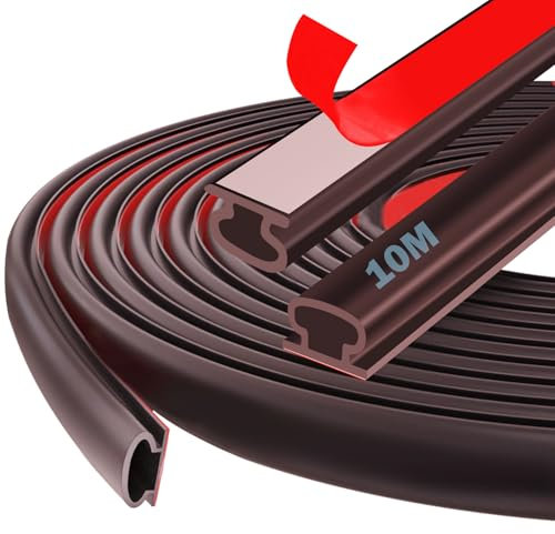 Türdichtung Dichtungsband Selbstklebend 10M, Haustür Türrahmen Fenster Dichtung, Türdichtungen Gummidichtung Selbstklebend Braun, Dichtungsband Zugluftstopper, Lärmschutz,Energieeffizienz, Wetterfest