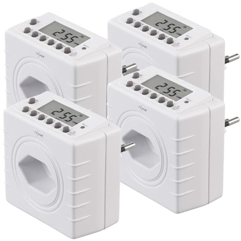 revolt programmierbar-Timer: CH: 4er-Set Zeitschaltuhren für Typ-J-Steckdose, LCD-Display,2.300W (Zeitschaltuhr Digital, Heizung)