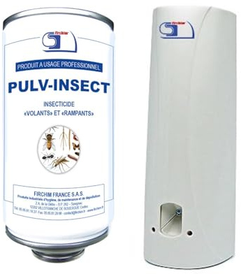 Pack Insecticide + Diffuseur Automatique – PULV-INSECT au Pyrèthre Naturel + Diffuseur COLORADO 2 – Recharge 400 ml incluse – Anti Insectes Volants et Rampants – Programmable – Silencieux