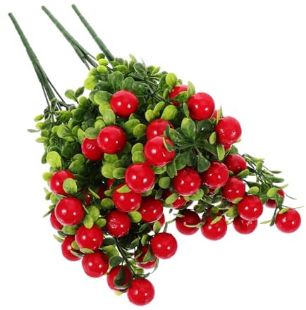 TOGEVAL 3 Mazzi Frutto simulato di ricchezza Ghirlanda di Fiori di ciliegio in Seta Decorazioni per la casa in ciliegio Fiori Primaverili Artificiali Mele Rosse Artificiali plastica Rosso