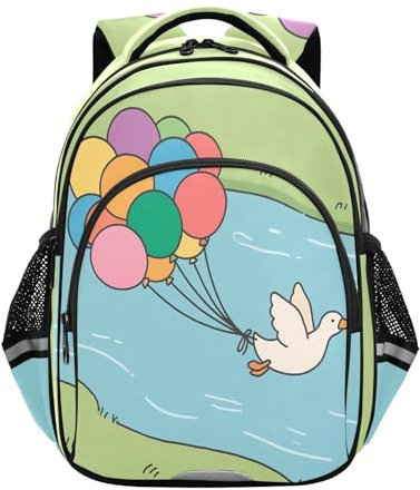 Nexawaveo Rucksack für Kinder, Ballon-Hebebühne, Ente zum Himmel, Schultasche, Grundschulrucksack, Studenten, Büchertasche