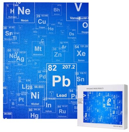 500 Pieces Jigsaw Puzzles Wooden Jigsaw Toy Family Game for Adults Teens,Science Teacher Funny Elements Periodic Table