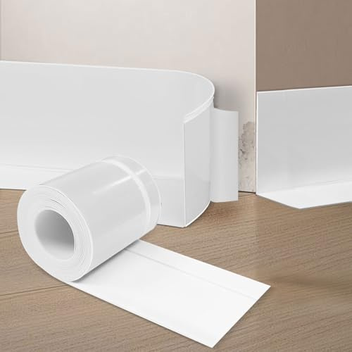 YushengTai Plinthe Souple Autoadhésive, Epreuve de L'eau, PVC Plinthe Adhesive 70 mm x 20 mm x 6 m, Facile à Installer, Convient pour la Cuisine et la Salle de Bain (Blanc)