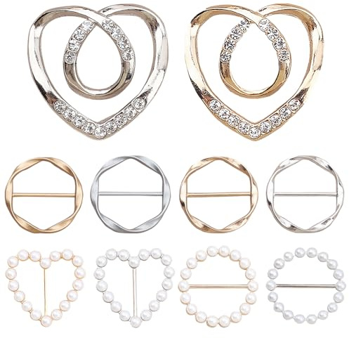 TRKETK 10 Pièces Métal T Shirt Clips, Ourlet Nœud Chemise Pince à Cravate Boucles D'écharpe Pinces à Cravate pour T-Shirts Circulaires Clips de Taille Réglables pour Femme Mode Vêtements