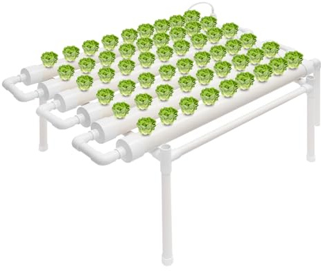 PromiseFly Sistema idroponico 54 fori, tubo a U in PVC Hydroponics Growing Sistema di coltivazione, impianti idroponici, tubi di coltivazione senza terra per casa giardino