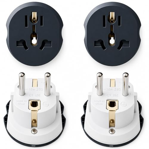 4PCS Steckdosen Adapter Universal, China Stecker Adapter auf EU, Plug Adapter für EU Steckdosen, Universaladapter für Europa USA UK Thailand Schweiz, Reisestecker auf Deutsche Bodensteckdose