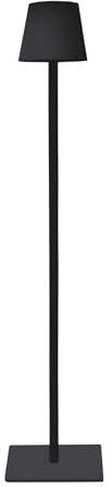 Spetebo LED Akku Metall Stehlampe schwarz USB aufladbar - 123 x 16 cm - Wohnzimmer Standleuchte dimmbar mit Touch Steuerung kabellos - Deko Leuchte kalt und warm weiß
