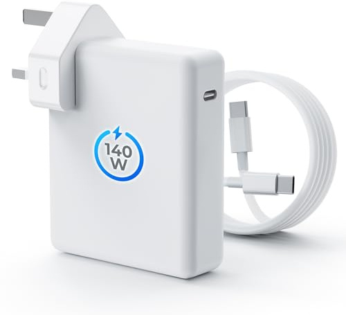 MacBook Pro Charger 140W USB‑C PD 3.1 Fast Charging Adapter for MacBook Pro 13/14/15/16 & MacBook Air 13/15 (2016–2026, M1/M2/M3/M4/M5), iPad Pro/Air/Mini, with 2m 5A USB‑C Cable – Magsafe Compatible