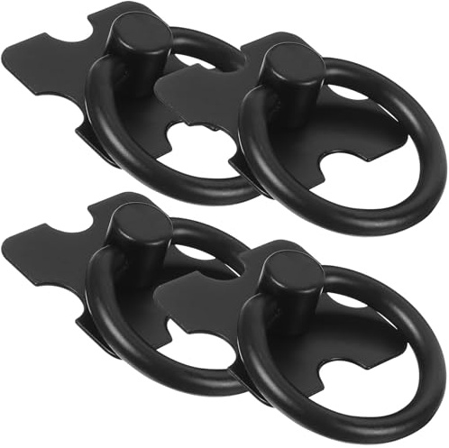 Beavorty 4pcs Black Round Ring Cabinet Pull Handles for Furniture Drawers, Wardrobe and Tv Cabinet Hardware, Metal Furniture Knobs for Home Storage Units