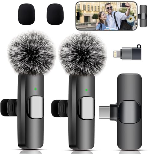 Micro Cravate sans Fil pour iPhone,iPad et téléphones Android | micro iphone-cravate avec réduction du bruit par IA pour l'enregistrement vidéo,Plug-and-playle vlogging,TikTok et YouTube