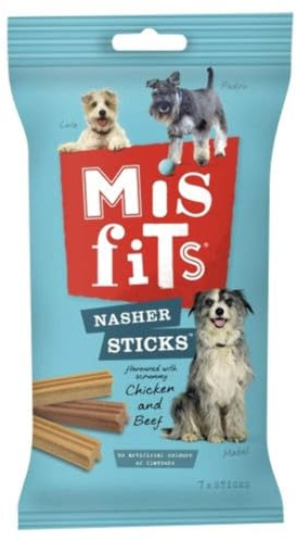 Frolic Misfits Nasher Sticks - Dog Treats for Larger Dogs - with Chicken and Beef - 10 x 270 g