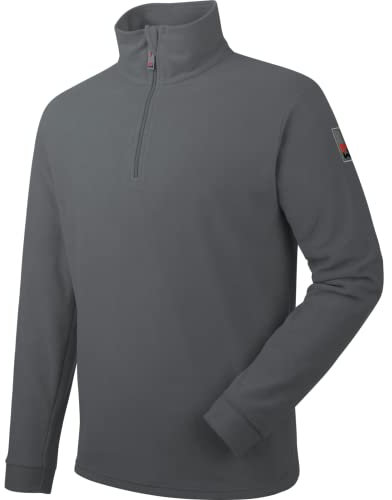 WÜRTH MODYF Fleecetroyer Luca – Atmungsaktiver Fleece Pullover mit Stehkragen und Viertel-Reißverschluss – perfekt für Handwerk, Werkstatt, Arbeiten im Freien, grau – Größe L