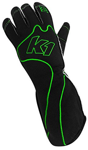 K1 Race Gear RS1 Reverse Stitch Kart-Rennhandschuhe (Grün/Schwarz, Medium) – 13-RS1-V-M