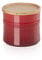 Le Creuset Steinzeug Mittelgroße Vorratsdose mit Holz-Deckel, Steinzeug, 1.1 L, 14 cm, Kirschrot, 91044403060099