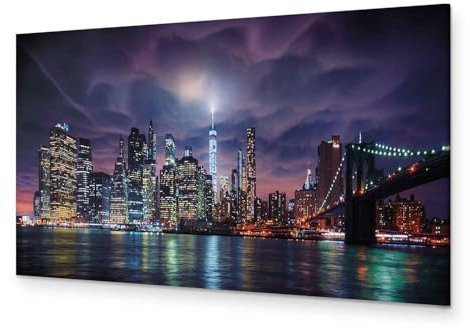 murando - Wandbilder XXL New York 135x45 cm 1 tlg - Wand Deko Vlies Leinwand Bilder Groß Wanddeko Wohnzimmer Schlafzimmer Kunstdrucke Panoramabild - Amerika Stadt City NY d-B-0155-b-a