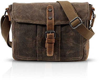 FANDARE New Sac à Bandoulière Ordinateur Portable 7.9 Pouces Envelope Bag Hommes Commerce Voyage Multifonctionnel Envelope Crossbody Bag Respirant Toile, Marron, L, Sac à Dos Loisir