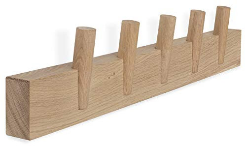 KOMMOD - LÄSSIGE FURNITURE Garderobenleiste Steqs, Eiche Natur, 12 x 57,50 x 4,50 cm, Garderobe, Wandgarderobe, Garderobenhaken, Holzgarderobe, Wandhaken, Kleiderhaken