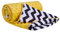Medi Partners Krabbeldecke 100% Baumwolle 75x100cm doppelseitig multifunktional Minky Kuscheldecke für Kinderwagen weich flauschig (Zickazk mit Gelbem Minky)