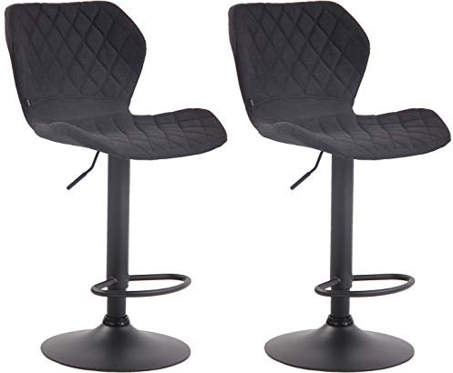 CLP 2er Set Barhocker Cork Stoff I Thekenhocker Höhenverstellbar I Barstuhl Mit Fußstütze 360° Drehbar I Tresenhocker Mit Trompetenfuß, Farbe:schwarz, Gestell Farbe:schwarz