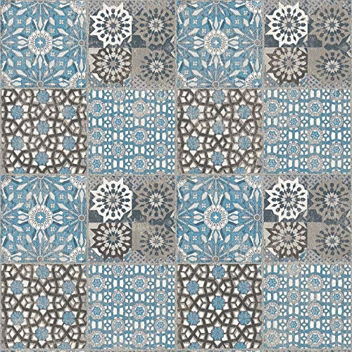 Papier peint carreaux de ciment Papier peint carrelage Tapisserie carreaux de ciment Papier peint cuisine Papier peint intissé Bleu Gris Anthracite 368955 | Large choix de papier peint
