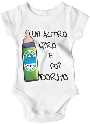 STAMPATEK Body Neonato Divertente Un altro giro e poi Dormo Bodino Manica Corta Idea Regalo Nascita Tutina Neonato Bimbo Bimba - BD23