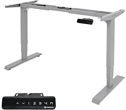 Ergotopia Desktopia Lite, höhenverstellbarer Schreibtisch, elektrisch höhenverstellbares Tischgestell mit Memory Funktion, Kollisionsschutz und 5 Jahren Garantie (Grau)
