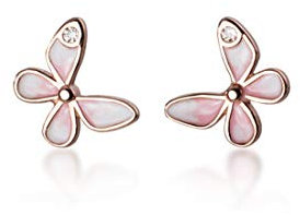 Ms.Swan 925 Sterling Silber Zirkonia Mini Rosa Schmetterlings Ohrringe für Frauen,Damen,Mädchen,Kinder