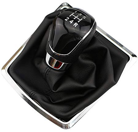 Hacreyatu Schaltknauf + Schaltsack + Rahmen - Leder - 6 Gang für Ford Focus 2 MK2 FL C-MAX 2006-2011 MK3 MK4 MK7 Galaxy (6 Gang)