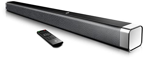 POWBUZZ Soundbar 2.0 Kanal, 120 dB 37 Zoll Lautsprecher DSP Bluetooth 5.0 mit integriertem Bass, für TV mit AUX, USB und Optisch Eingang Schwarz