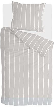 Walra Bettwäsche-Set - Größe 155x220, 100% Baumwolle - Preppy Pinstripe - Weiche und Angenehme Bettwäsche Set mit 80x80 Kissenbezug, Reißverschluss - Grau