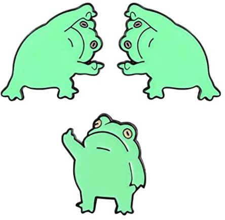 Lustiges Frosch-Broschen-Set, Cartoon-Tier-Broschen, Anstecknadeln, kreative Anstecknadeln, Persönlichkeit, Frosch, Emaille, Brosche für Damen, Herren, Kinder, Geschenk, 3 Stück, Emaille,