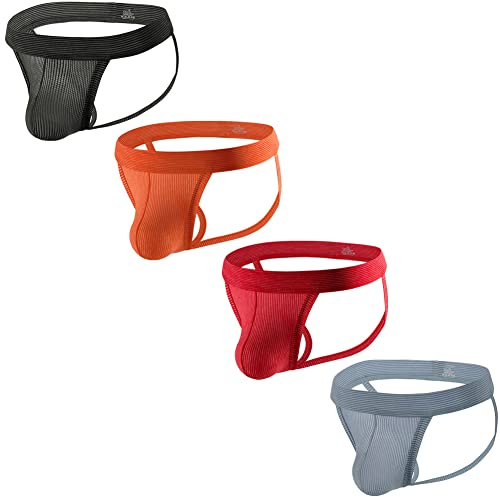 Sommarkod herr suspensoar bekväma män sport suspensoar underkläder för gym sport atletisk support, 4-pack Mix 2, XL
