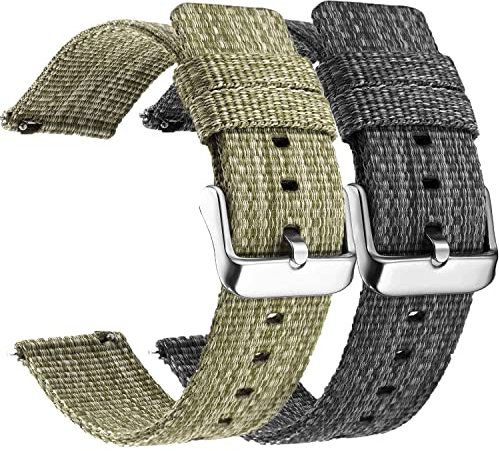 2 piezas 20 mm Lienzo Liberación rápida Correa de reloj, Universal Balístico Nylon Bucle tejido Correa de repuesto Pulsera Cierre Ajustable por Reloj inteligente rastreador de fitness deportivo