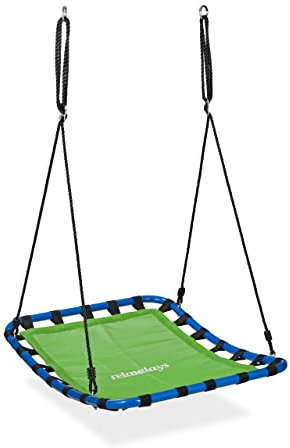 Relaxdays Balançoire nid d’Oiseau, Enfants et Adultes, Charge maximale 100 kg, Hauteur réglable, LxP 76x103 cm, Vert