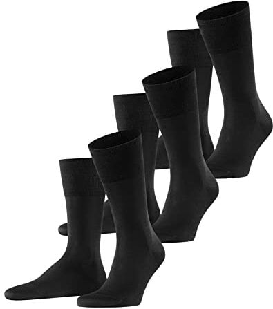 FALKE Tiago Multipack M So sostenibili cotone filo di Scozia tinta unita confezione di 3 paia, Calzini Uomo, Nero Black 3000, 45-46