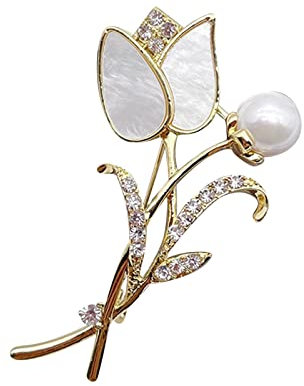 Brosche Damen Temperamentvoll Mode edle künstliche Blume Strassbrooche Pin Brustel Strassparty-kristalline Frauen Menora Brosche (Gold, One Size)