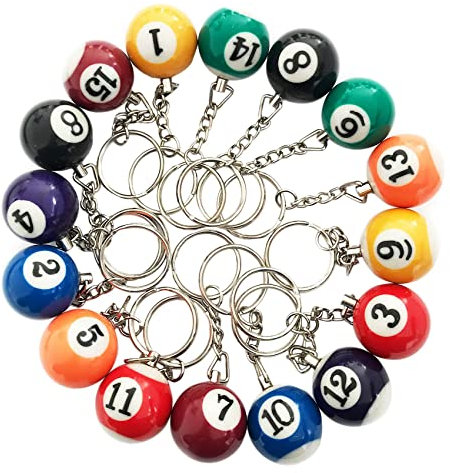 Vrttlkkfe Lot de 16 mini boules de billard colorées, accessoires pour porte-clés