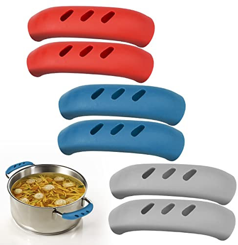 6 Manici in Silicone per Pentole,Manico Resistente al Calore,Portavasi in Silicone,Manico Della Pentola,Manico a Clip Resistente al Calore,Durevole,Portavasi in Silicone per Ciotole da Forno