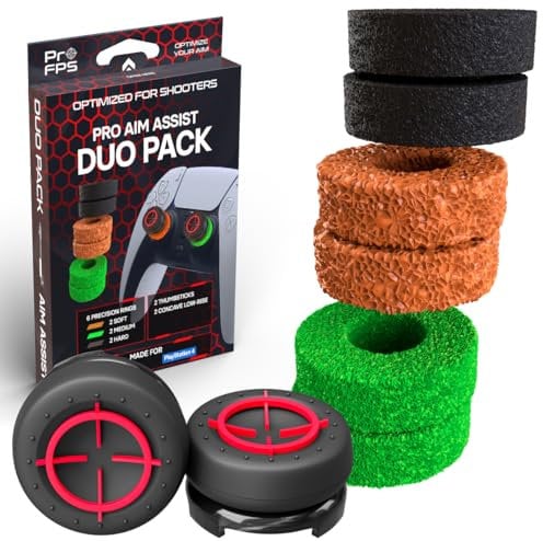 ProFPS PS5 Zubehör / PS4 Zubehör - 6X Precision Rings & 2X Concave PS5 Sticks (Duo Pack) PS5 Controller Zubehör für Aim Assist & Thumbstick Bewegung Verbessern - PS5 Accessories & Playstation Zubehör