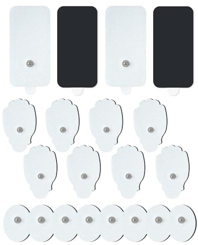 20 Pack TENS-Gerät Elektroden Pads, Wiederverwendbare Selbstklebende Latex-Free Nicht-Reizung Ersatz Patches mit Standard 3,5 mm Snap-on-Anschluss, Kompatibel mit Belifu, Brilnurse TENS