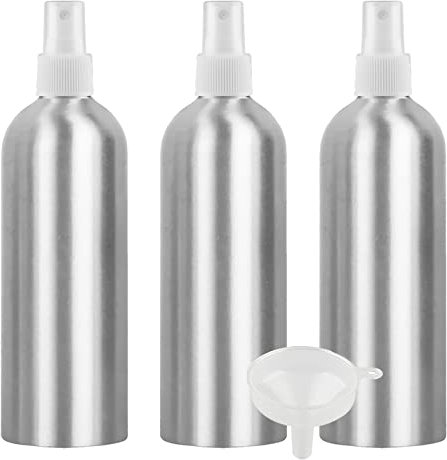 PQPAUTY 3 Pièces Portable Vide Flacon Aluminium 500ml avec Bouchon Pompe Spray Transparent Vaporisateur Bouteille pour l'eau Parfum Cosmétique Cheveux Voyage Rechargeable, 1 Pièce Entonnoir