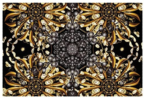 Gold Floral im Barock Stil Tischsets 1er Set für Esstisch Waschbar Rutschfeste Platzsets für Weihnachten Urlaub Geburtstag Party Tisch