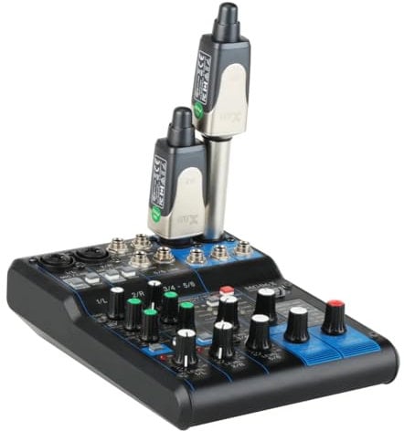 XVIVE U3D - Sistema di Collegamento per Microfono Wireless, Include 2 Trasmettitori e 2 Ricevitori per Connessione Stereowireless tra Mixer Audio e Speaker, Banda di Frequenza 2,4GHz, Copertura 20m